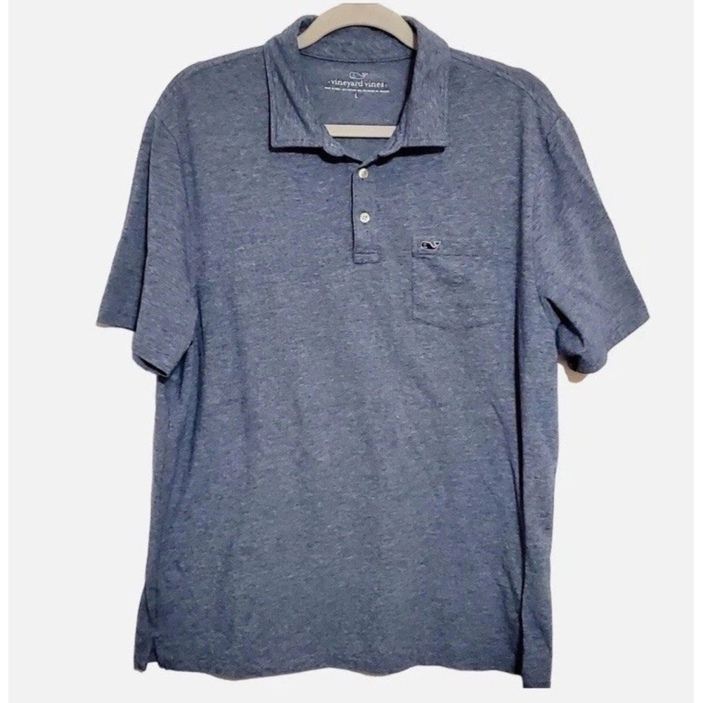 Vineyard Vines‎ Polo Shirt Mens Large Gray Golf Edgartown Embroidered Heathered
